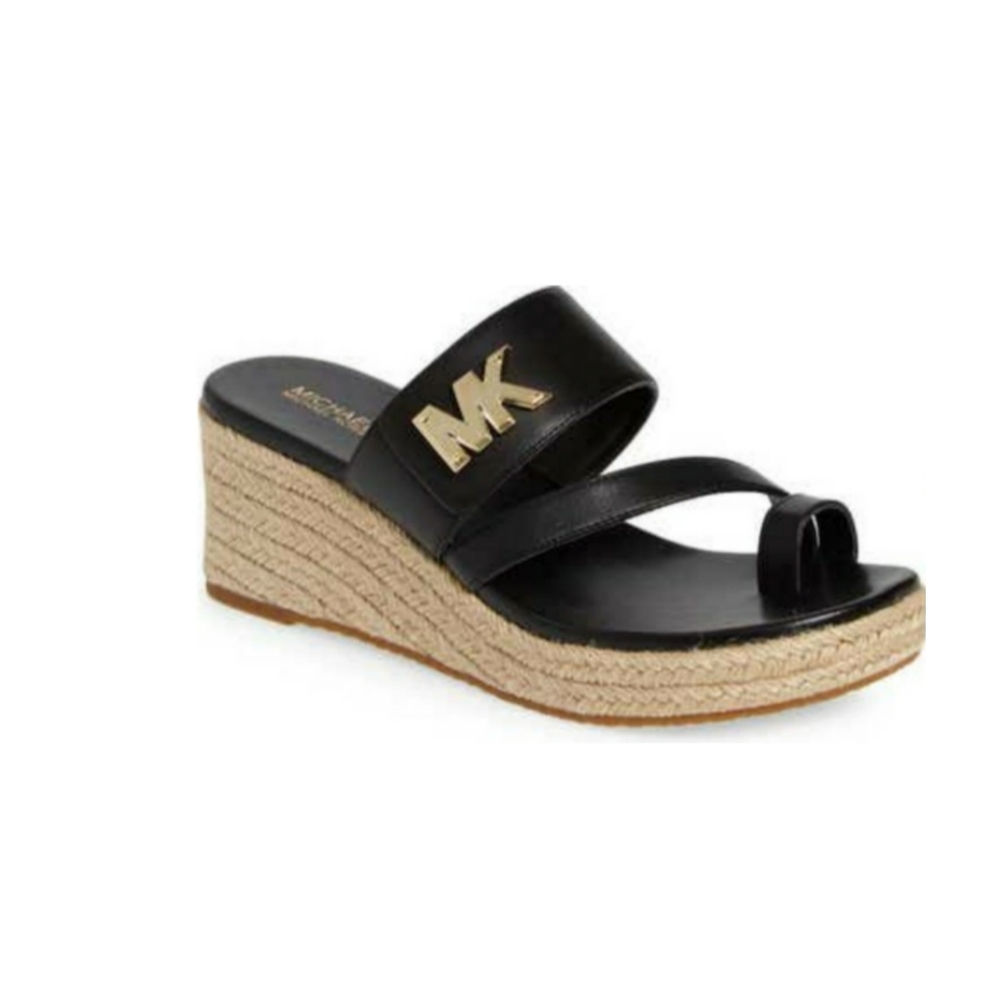 MICHAEL KORS Espadrilles Wedges Black Sandals Size 10 M